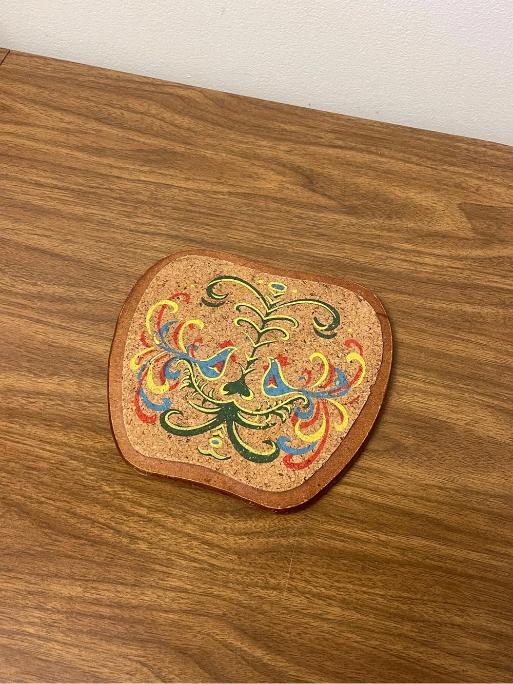 Vintage Cork Dutch Folk Art Hand Painted Trivet/Hot Pad
